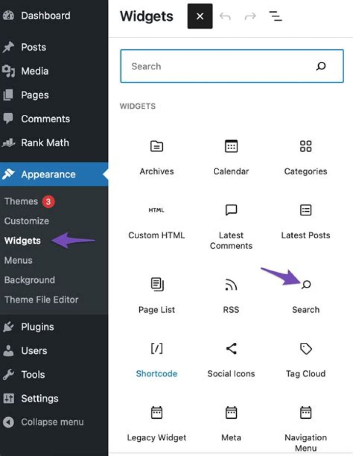 How do I add a widget to the header menu in WordPress?