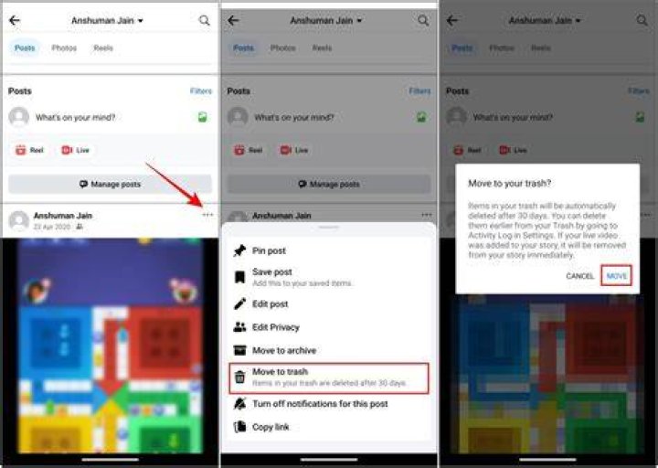 How do you delete Facebook posts on IPAD?