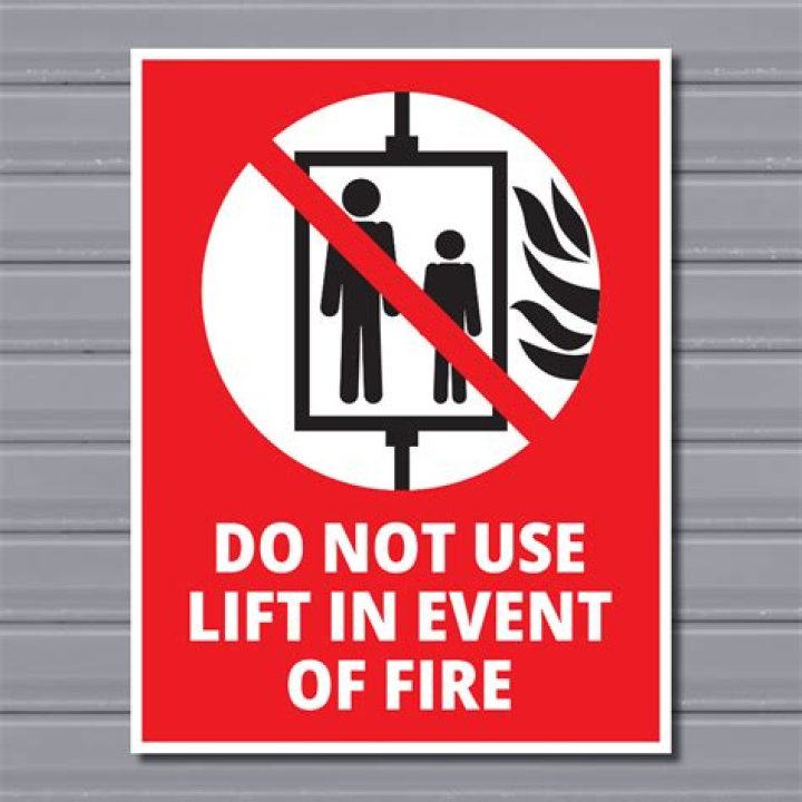 What does Do not use lift in the event of a fire sign?
