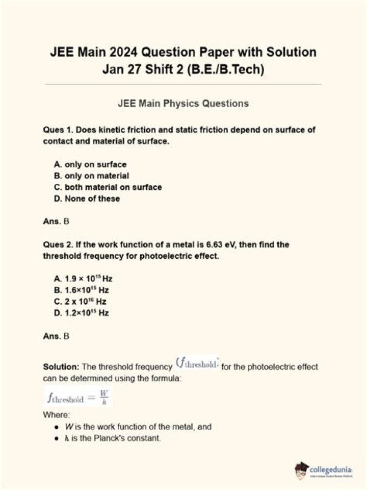 Where can I download JEE question paper?